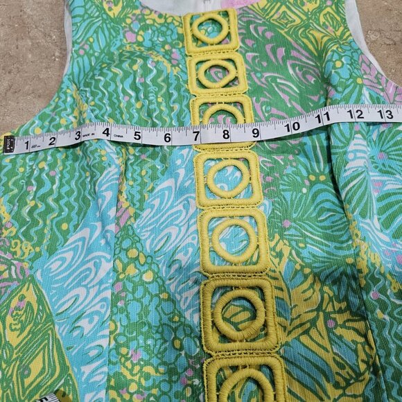 Lilly Pulitzer Mila Sun Dance Small Print Yellow Panel Shift Dress Size 2 - Picture 4 of 9